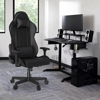 Fauteuil de jeu inclinable de style exécutif moderne, ergonomique, pivotant, réglable, en cuir PU, avec accoudoirs 2D et base métallique