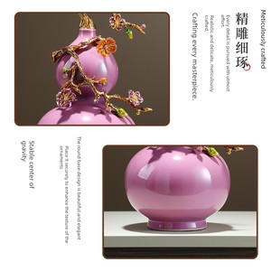 Adorno de Cerámica Morado en Forma de Calabaza con Decoración de Ramas Floridas para Sala de Estar, Mueble de TV, Regalo de Inauguración de Casa - Product Image 4