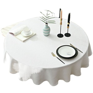 Cotton Linen Round <b>Tablecloth</b> Solid Color Washable Home Dining Use - Product Image 5