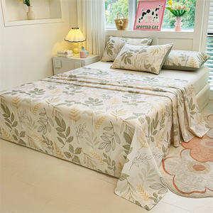 New Arrival Single or <strong>Double</strong> Cotton Flat Bed Sheet Breathable Printed Design for Student Dormitory Hotel Home Use - Product Image 1