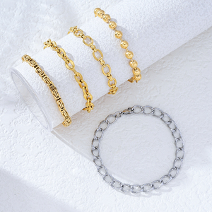 Bracelet à chaîne à billes en gros, fermoir à barre en T personnalisé, acier inoxydable 316L plaqué or PVD 18K, bijoux pour femmes - Product Image 2