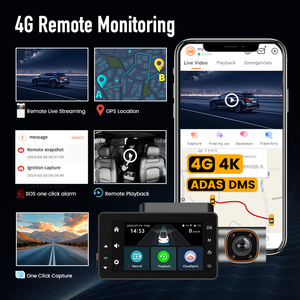 Caméra de voiture à triple objectif 4k 4g avec Wifi Gps 4g <span class=keywords><strong>Streaming</strong></span> <span class=keywords><strong>en</strong></span> direct sur téléphone Compatible avec Cmsv6 pour la gestion de flotte de véhicules IA 4G Cloud Dashcam - Product Image 2