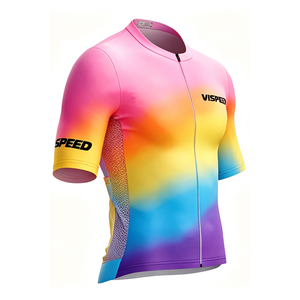 <span class=keywords><strong>Maillot</strong></span> de <span class=keywords><strong>cyclisme</strong></span> à manches courtes dégradé <span class=keywords><strong>arc</strong></span>-<span class=keywords><strong>en</strong></span>-<span class=keywords><strong>ciel</strong></span> pour hommes, respirant, séchage rapide, pour course sur route, avec logo personnalisé par sublimation - Product Image 2