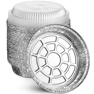 7-9 Inch Heavy-Duty Disposable Round Aluminum <b>Pans</b> Fast Food Take Out <b>Pans</b> Aluminum Container with Lid for Air Fryer and Cooking - Product Image 1
