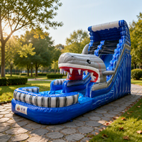 Château Gonflable Dernière Génération avec Toboggan, Château Gonflable Requin, Toboggan Aquatique Gonflable Géant à Vendre