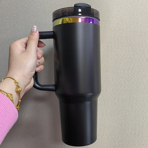 4/8/20 adet 40 oz toz kaplı çift duvar vakum yalıtımlı paslanmaz çelik gökkuşağı kaplama Tumbler kupası kupa için lazer gravür - Product Image 5