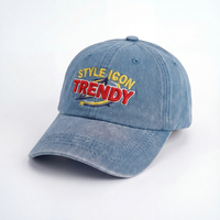 Gorras de Béisbol Personalizadas de 6 Paneles con Logotipo Bordado, Color Azul Bebé, Algodón Lavado, Estilo Desestructurado, Gorras de Papá