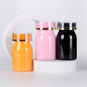 Customized Pink Black Capsule Bottle Pharmaceutical Packaging PET <b>Plastic</b> Bottle Pill <b>Jar</b> For Health Products With CRC Screw Cap - Product Image 2