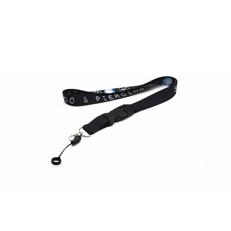 Low-cost hot-selling customized polyester rope printed logo mobile phone lanyard safety buckle separation lanyard and metal clip