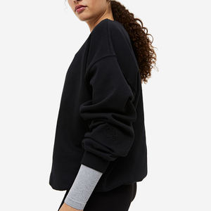 Loose Fit acanalado cuello redondo 80% Algodón 20% poliéster reciclado polar acanalado puños y dobladillo melocotón Schnapps mujer sudadera - Product Image 4