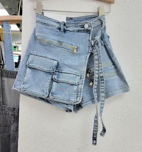 Trendy Cargo Jean Shorts With Pockets 2023 Fashion 5 Colors Sexy Streetwear Skirts Shorts For Women Summer Denim Shorts