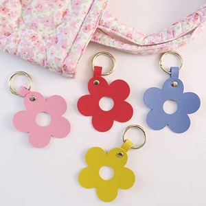Multi-Color Fresh Five-Petal Keychain Pu Leather <b>Ring</b> Simple Flower <b>Bag</b> Charm Portable <b>Key</b> Organizer - Product Image 2