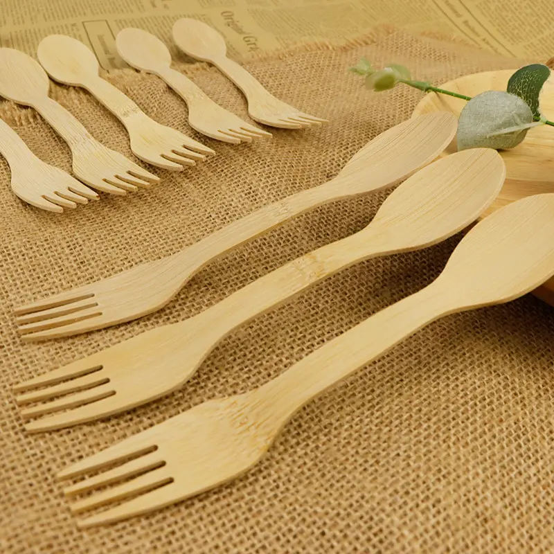 Bamboo cutlery spork spoon fork 2 in 1 custom logo 17cm disposable Dual purpose cutlery Ecological nature