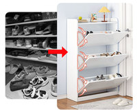 Meuble de rangement intégré pour chaussures ultra-fin, entrée de maison, bois, entrée, rangement intégré, meuble de rangement pour chaussures fin, armoire à basculer