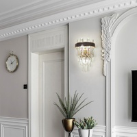 Applique murale moderne en fer et cristal E14 pour villa, couloir, allée, balcon – Lampes murales intérieures modernes