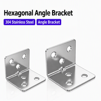 Équerre d'angle en acier inoxydable 304 à 90 degrés, haute résistance, 6 trous, en forme de L, pour meubles en bois et étagères