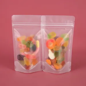 Groothandel Doorzichtige Plastic Mylar Pouch Custom Hersluitbare Zakken 4Oz Stand Up Pouch Food Grade Doy Pack Candy Verpakking