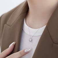 Nouveau bijou fin en argent Sterling 925, collier avec pendentif circulaire en zircon cubique, anneau de mariage creux pour femmes