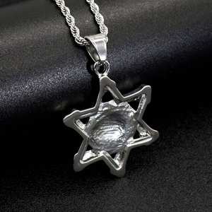 Collar con Colgante de Hexagrama Ojo del Diablo para Hombre, Estilo Hip Hop, Retro, de Acero de Titanio, Cadena para Suéter, Accesorios Punk - Product Image 5