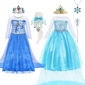 Vestido infantil de princesa de neve para crianças, fantasia de cosplay infantil para carnaval e festas, vestido de baile infantil de princesa para TV e filmes