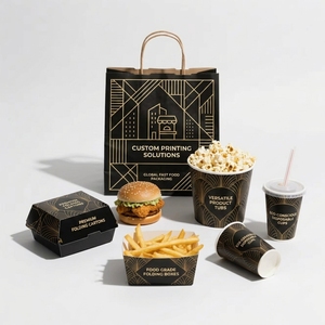 Juego de Envases de Comida Rápida Impresos Personalizados, Cajas y Bolsas Desechables de Papel Kraft para Hamburguesas y Papas Fritas, Envoltorios para Restaurantes de Comida para Llevar - Product Image 4