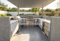 Station de cuisson modulaire pour cuisine extérieure, postes de cuisson à fixation rapide avec emplacement pour évier pré-découpé pour aménagements de jardin en évolution