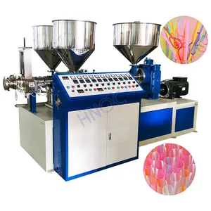 HNOC Used Reusable PP Plastic 2 Color Straight Drink Straw Make Machine Straw Production Extruder For Price