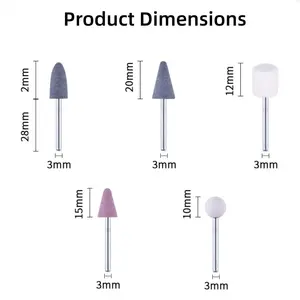 PEX 3mm 6mm Vástago Abrasivo Montado Puntos de piedra Cabezales de molienda eléctricos Ruedas de pulido para <span class=keywords><strong>Dremel</strong></span> Rotary Kit - 10 pcs/set - Product Image 4