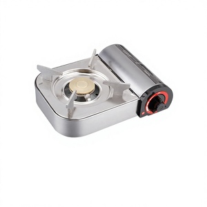 Réchaud de Camping Portable, Mini Brûleur de Cuisinière à Gaz d'extérieur, Réchaud de Pique-nique Pliable en Acier Inoxydable avec Puissance de Feu Réglable