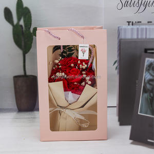 باقة زهور الصابون الاصطناعية الأكثر مبيعًا، هدية عيد الأم وعيد الحب، ورود وردية مصنوعة يدويًا في صندوق هدايا - Product Image 5