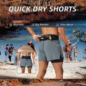 Pantalones Cortos Deportivos de Secado Rápido para Hombre y Mujer, Pantalones de Entrenamiento para Maratón al por Mayor con Bolsillo con Cremallera en la Cintura, Diseño sin Costuras - Product Image 3