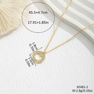 สร้อยคอจี้เพชรทรงยุโรปอเมริกัน ประดับเพชรแบบ Pave Setting  วัสดุโลหะผสมสังกะสี  พร้อมสายคล้องคอ  เหมาะเป็นของขวัญ - Product Image 3