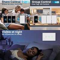 Interrupteur d'éclairage intelligent 3 gangs 3 voies fil neutre cadre en aluminium panneau de verre 2.5D pas de hub 2.4GHz WiFi APP contrôle/Alexa