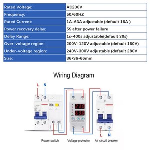 AVP-63 230V Din Rail Có Thể Điều Chỉnh Trên Dưới Bảo Vệ Điện Áp Bảo Vệ Rơle Bảo Vệ Điện Áp Kỹ Thuật Số - Product Image 2