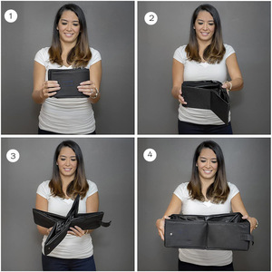 Bac à litière pliable pour chat, rectangulaire, en tissu noir, portable, avec doublure en tissu et sacs à litière - Product Image 5