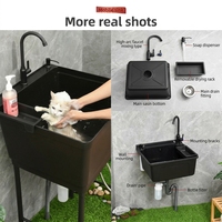 Évier de Lavage en Plastique de Luxe au Design Moderne avec Planche de Rangement, Multifonctionnel, Pratique pour Utilisation Extérieure, Prix Usine