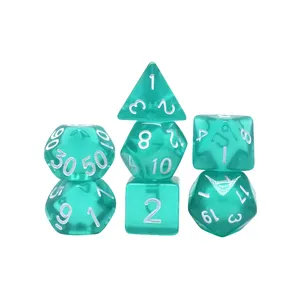 Ready stock clear dice set D4 D6 D8 D10 D% D12 D20, Lake green, LIGHTblue, purple, grass green, batch multi-color mixed delivery
