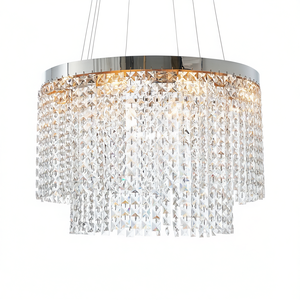 Lámpara de araña moderna de cristal redonda, grande, cilíndrica, colgante, para sala de estar, elegante, para interiores, con LED - Product Image 1