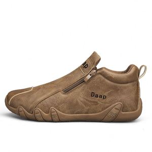 Bottes de moto et de skateboard montantes pour hommes, style britannique, durables, antidérapantes, décontractées, noires, collection 2025 - Product Image 1
