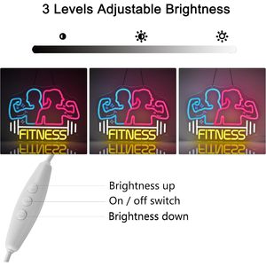 Letreros LED de Neón para Fitness, Regulables, Alimentados por USB, Luz Ambiental, Decoración para Escaparates, Luz Indicadora de Calle, Personalizables, 5V - Product Image 1