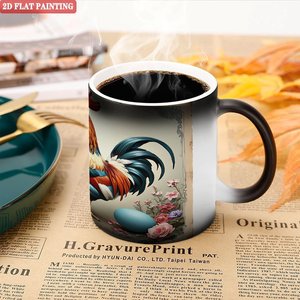 Tasse magique 11oz en céramique noire givrée sensible à la chaleur, réutilisable et écologique - Product Image 5