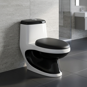 Indian Ceramic One Piece WC Black White Multi Color Water Closet Western Floor Mounted Toilet - Product Image 1