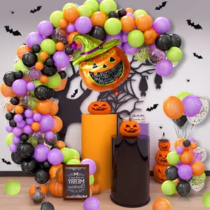 Halloween Balloon Arch Garland Kit Pumpkin Balloon For Kids Halloween Birthday Party Decorations Supplies