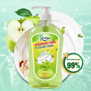 Toptan 1L yeşil elma kokusu özelleştirilmiş doğal güvenli mutfak konsantre bulaşık yıkama sabun bulaşık sıvı deterjanlar