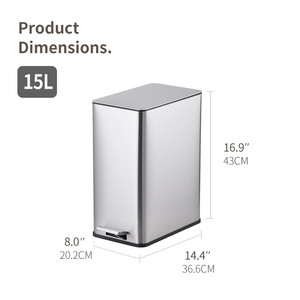 Cubo <span class=keywords><strong>de</strong></span> basura <span class=keywords><strong>de</strong></span> 10L y 2,6 galones, diseño <span class=keywords><strong>de</strong></span> tapa delgada, cubo <span class=keywords><strong>de</strong></span> basura Rectangular <span class=keywords><strong>de</strong></span> acero inoxidable - Product Image 2