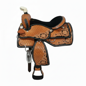 Asiento doble hecho a mano, sillín de cuero de vaca occidental, sillín de caballo de carreras portátil, listo para enviar - Product Image 1