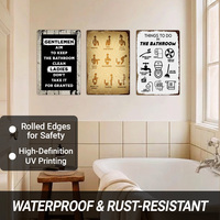 Panneaux métalliques décoratifs vintage en fer, style rétro, avec règles amusantes et slogans, faible MOQ, vente en gros pour la décoration murale de la maison et de la salle de bain