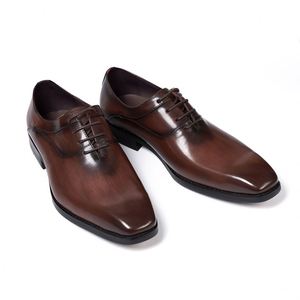 Classic Office Social Dress Shoe for Men Wear High Quality Formal Lace up Solid Oxford Handmade Custom Fashion <b>Cow</b> Leather Shoes - Product Image 4