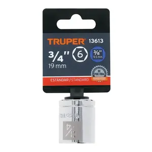 Truper 6 Unidades Dado De 3/4 '6 Puntas Cuadro 3/8' Con 6 Unidades Caja De Socket De Alta Calidad - Product Image 3