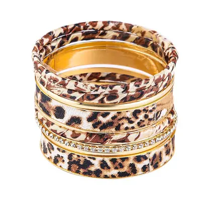 New Top Selling Classic Leopard Multi layered Rhinestone Bracelets Cuff Suit for Ladies Hand Dress Accessories